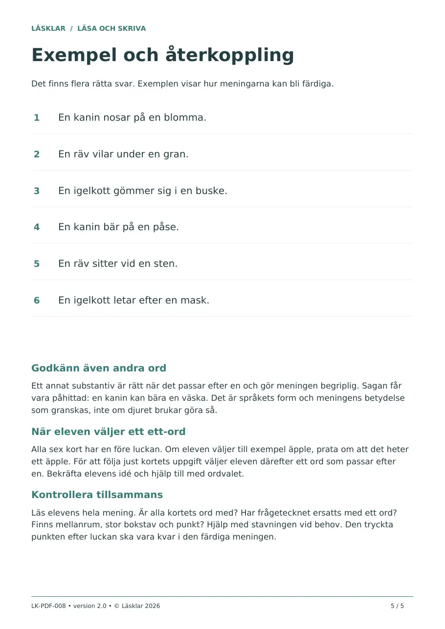 Sida 5 av 5 – elevbladet Läs och skriv en egen mening