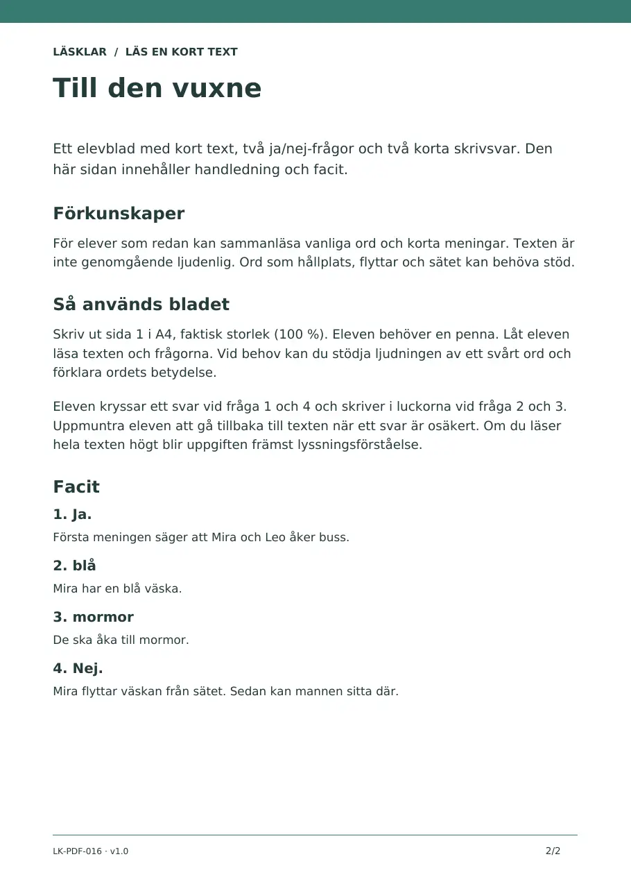 Sida 2 av 2 – elevbladet Läs en kort text – På bussen