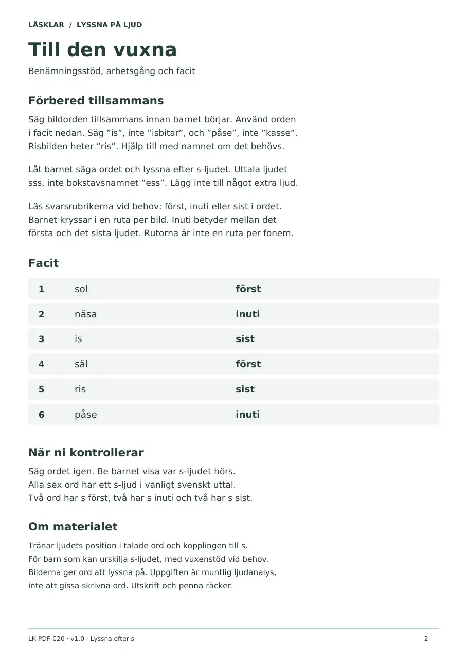 Sida 2 av 2 – elevbladet Lyssna efter s – var i ordet?