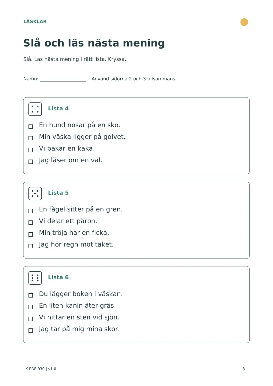 Sida 3 av 3 – elevbladet Slå och läs nästa mening